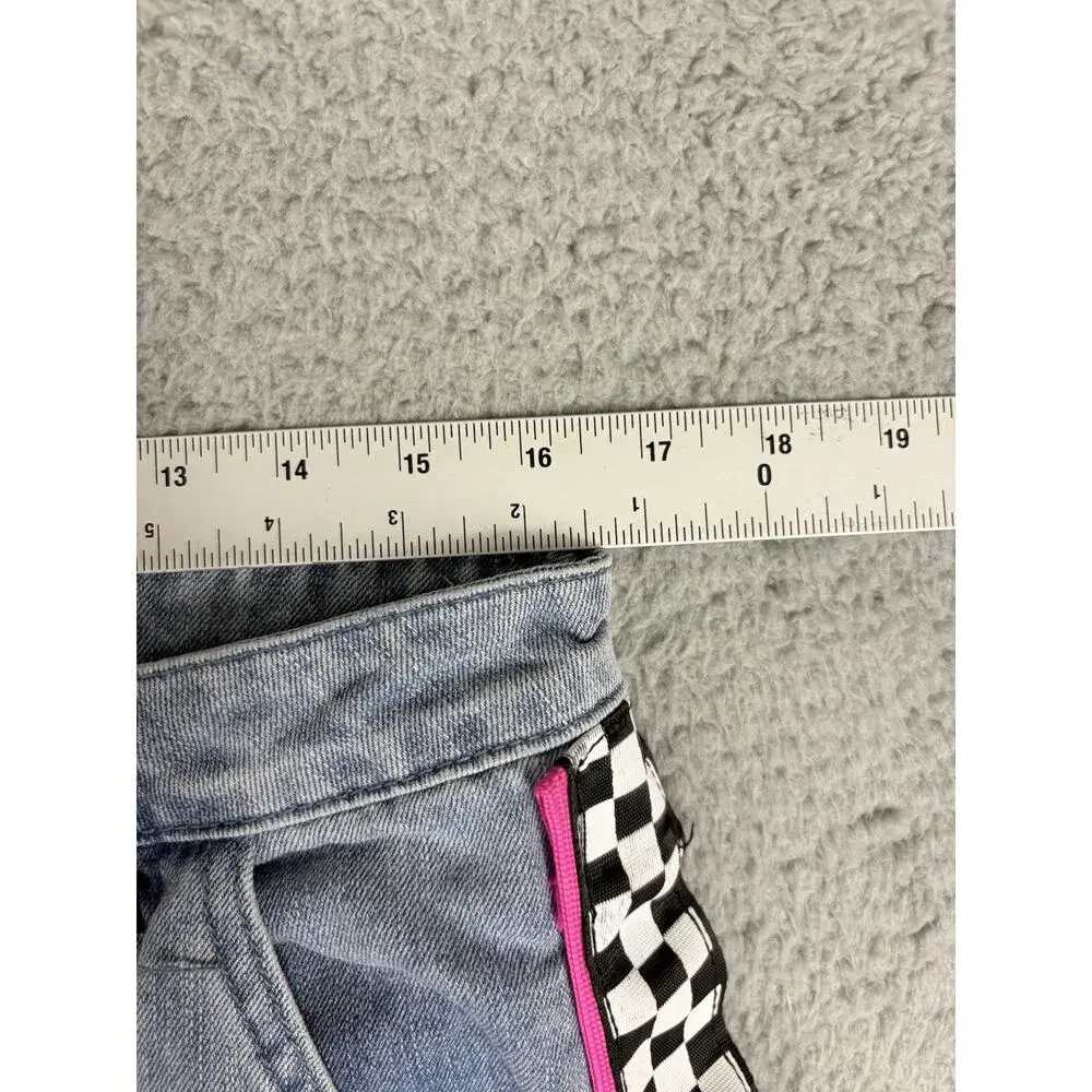 Hello Kitty Racing Team Jeans Women’s 13 Blue Wide Leg Baggy Tokyo Speed Check